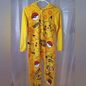 Pokemon Pikachu Full Zip Boy's Pajama Costume size 10/12